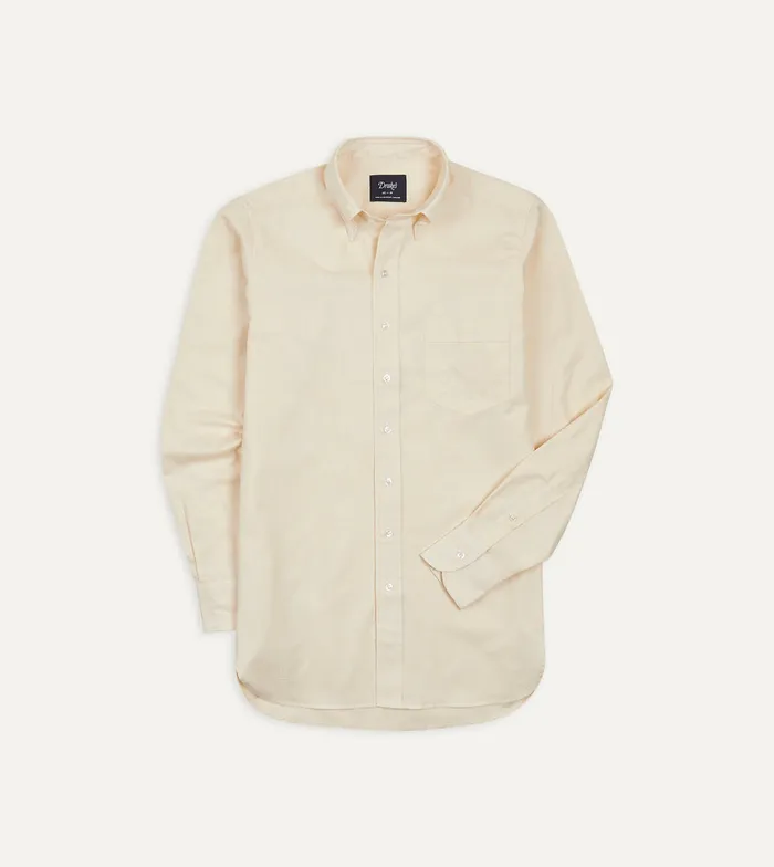 Drake039s Ecru Pinpoint Oxford Cotton Cloth ButtonDown Shirt Men Formal Shirts