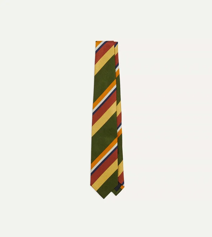 Drake039s Green Multi Stripe Silk Tipped Tie Men Striped Ties