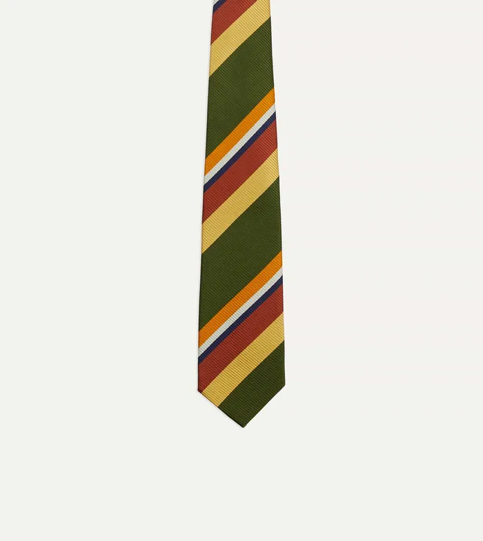 Drake039s Green Multi Stripe Silk Tipped Tie Men Striped Ties