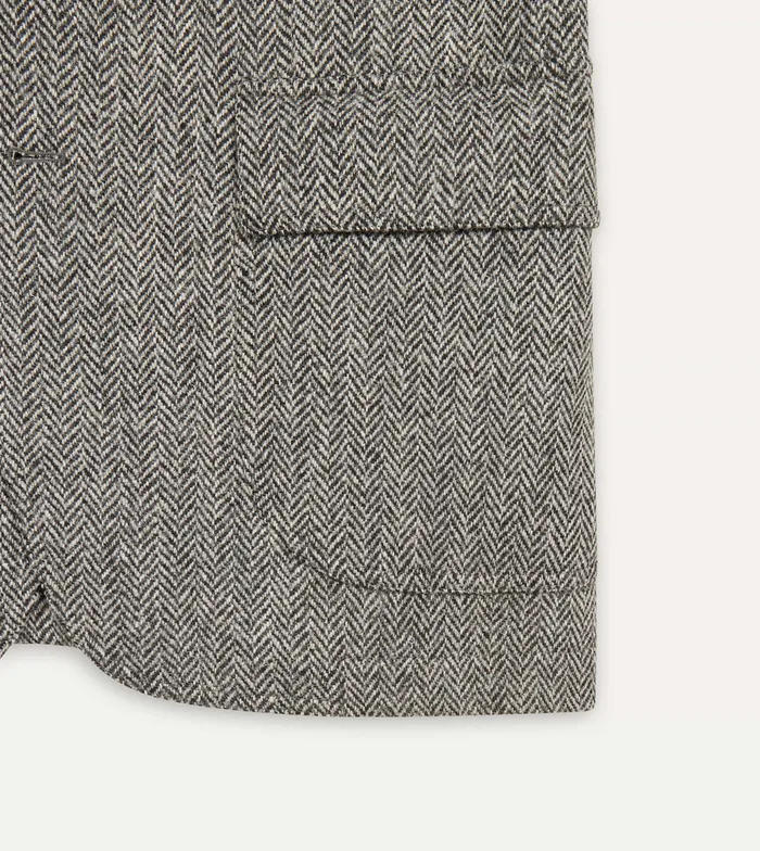 Drake039s Grey Herringbone Harris Tweed Games Blazer Mk Vii Men Blazers