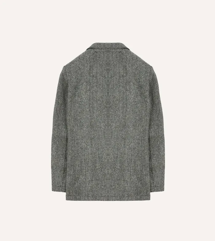 Drake039s Grey Herringbone Harris Tweed Games Blazer Mk Vii Men Blazers