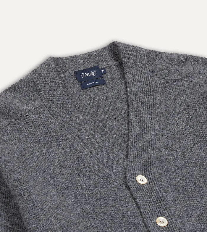Drake039s Grey Lambswool 6 Button Cardigan Men Knitwear