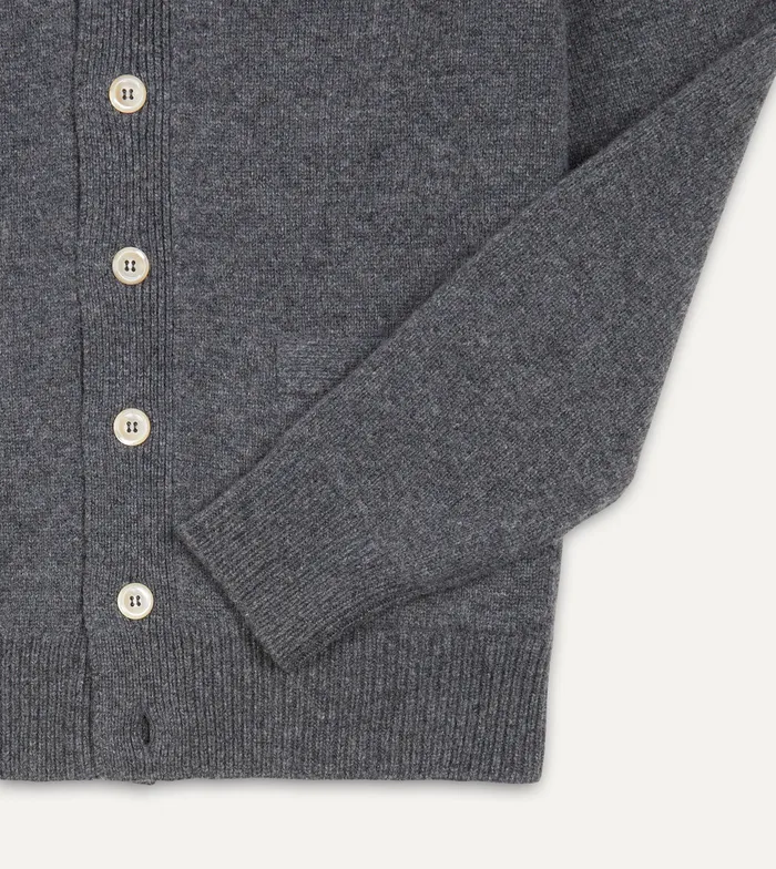 Drake039s Grey Lambswool 6 Button Cardigan Men Knitwear