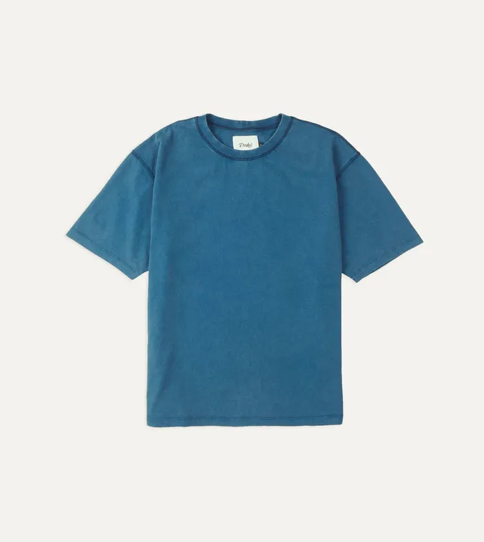 Drake039s Indigo Cotton Crew Neck Hiking TShirt Men TShirts