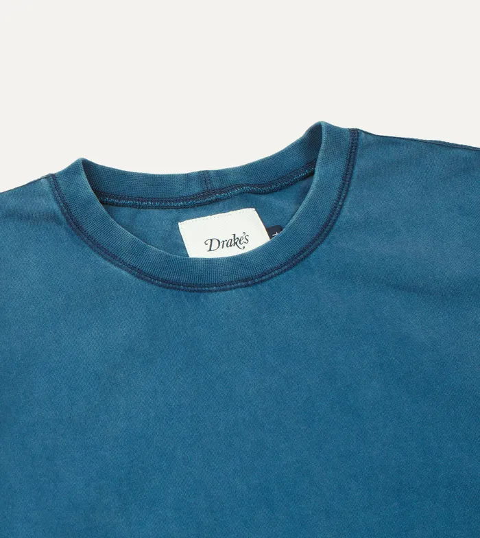 Drake039s Indigo Cotton Crew Neck Hiking TShirt Men TShirts