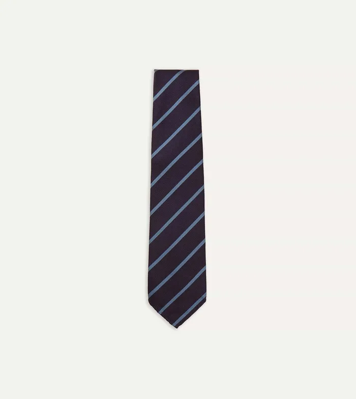 Drake039s Navy And Blue Stripe Repp Silk Tie Men Striped Ties