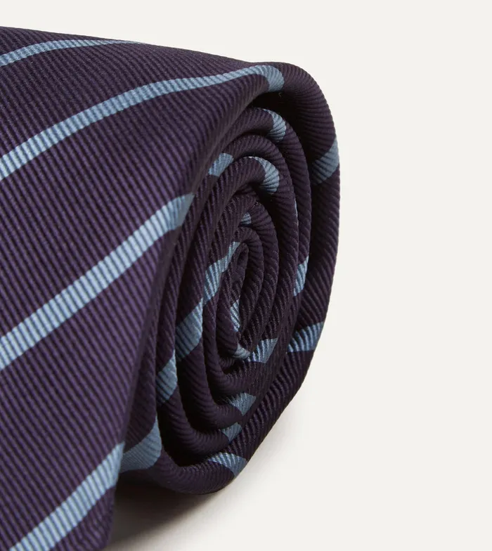 Drake039s Navy And Blue Stripe Repp Silk Tie Men Striped Ties