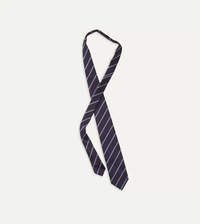 Drake039s Navy And Blue Stripe Repp Silk Tie Men Striped Ties