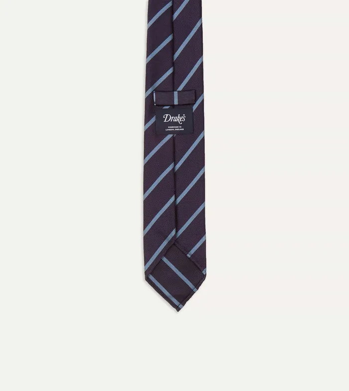 Drake039s Navy And Blue Stripe Repp Silk Tie Men Striped Ties