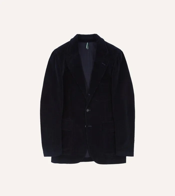Drake039s Navy Cotton Corduroy Games Blazer Mk I Men Suits