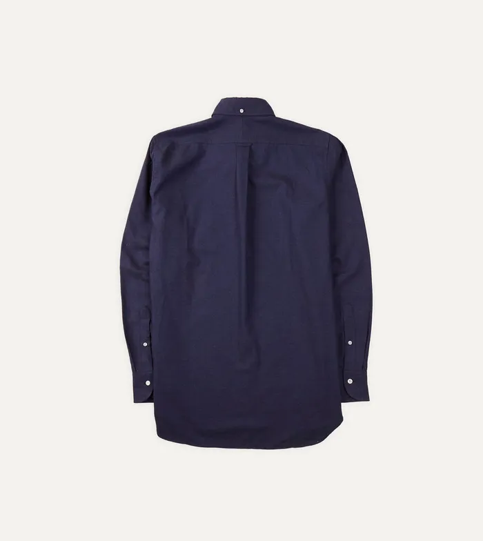 Drake039s Navy Cotton Flannel ButtonDown Shirt Men Plain Shirts