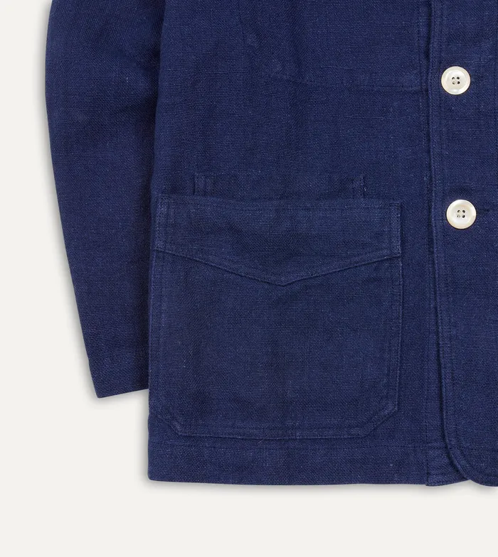 Drake039s Navy Linen FivePocket Chore Jacket Men Coats and Jackets