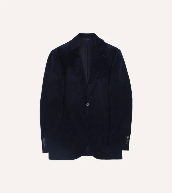 Drake039s Navy MidWale Cotton Corduroy Tailored Jacket Men Suits