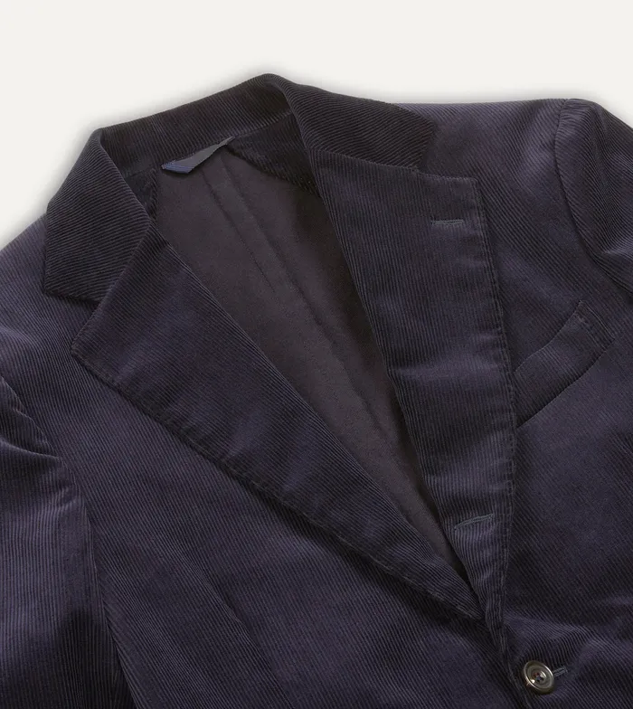 Drake039s Navy MidWale Cotton Corduroy Tailored Jacket Men Suits