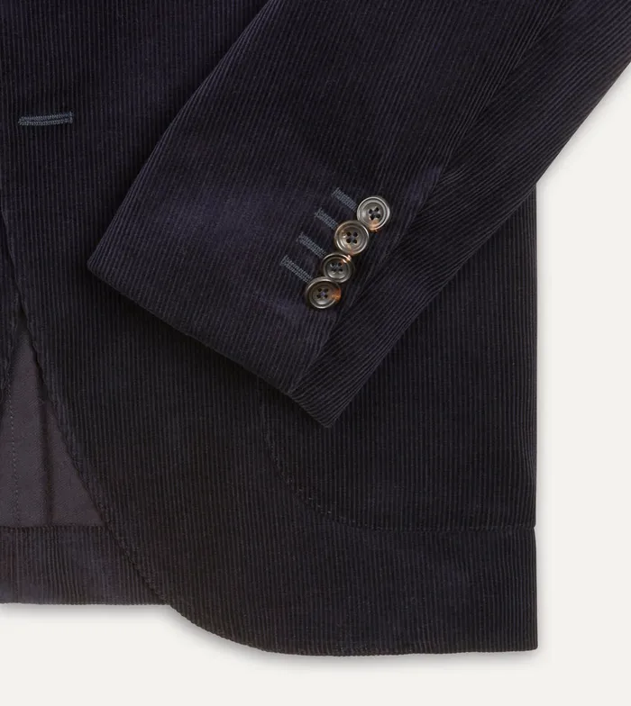 Drake039s Navy MidWale Cotton Corduroy Tailored Jacket Men Suits