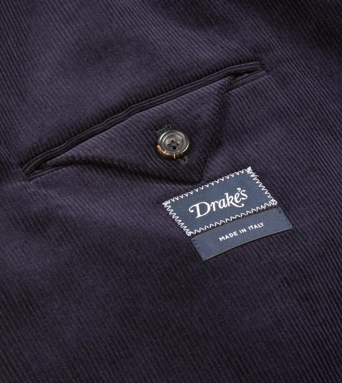 Drake039s Navy MidWale Cotton Corduroy Tailored Jacket Men Suits