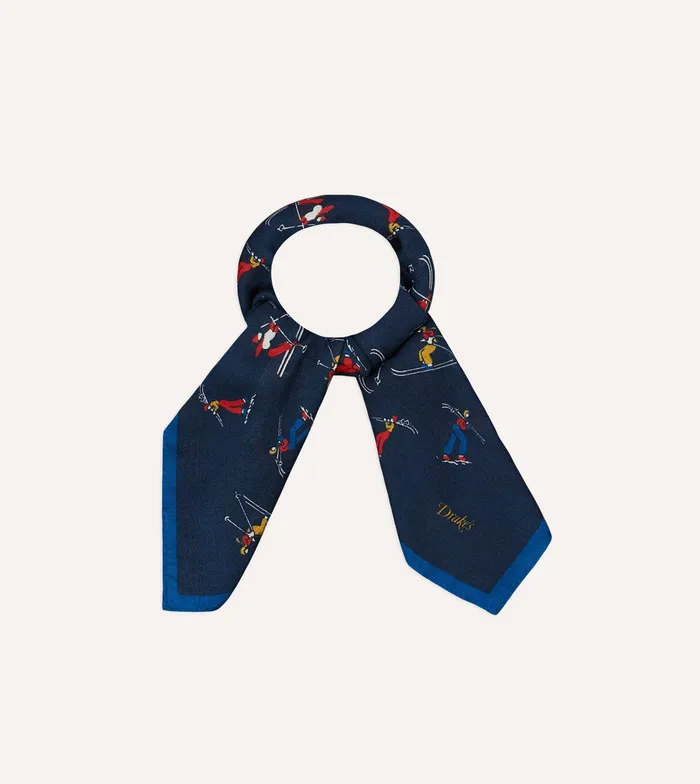 Drake039s Navy Skier Print WoolSilk Bandana Men Bandanas