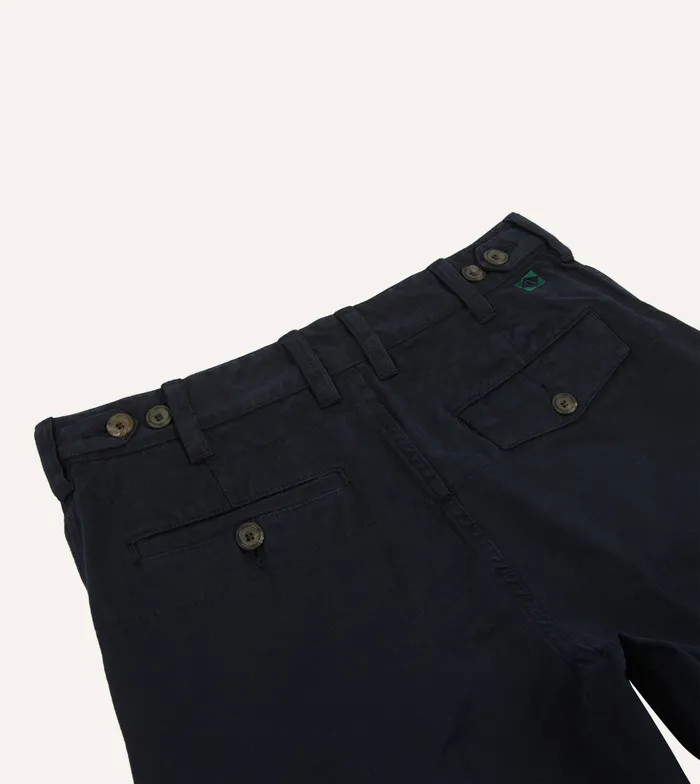 Drake039s Navy Textured Cotton Flat Front Chino Men Trousers