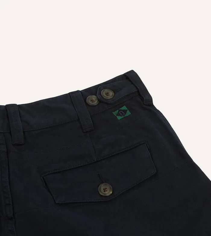 Drake039s Navy Textured Cotton Flat Front Chino Men Trousers