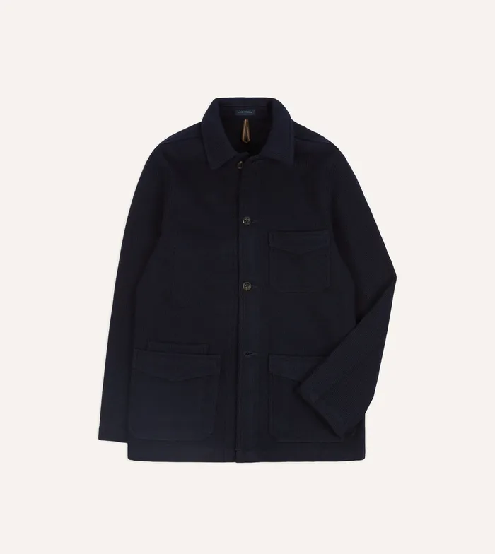Drake039s Navy Wool FivePocket Chore Jacket Men Coats and Jackets