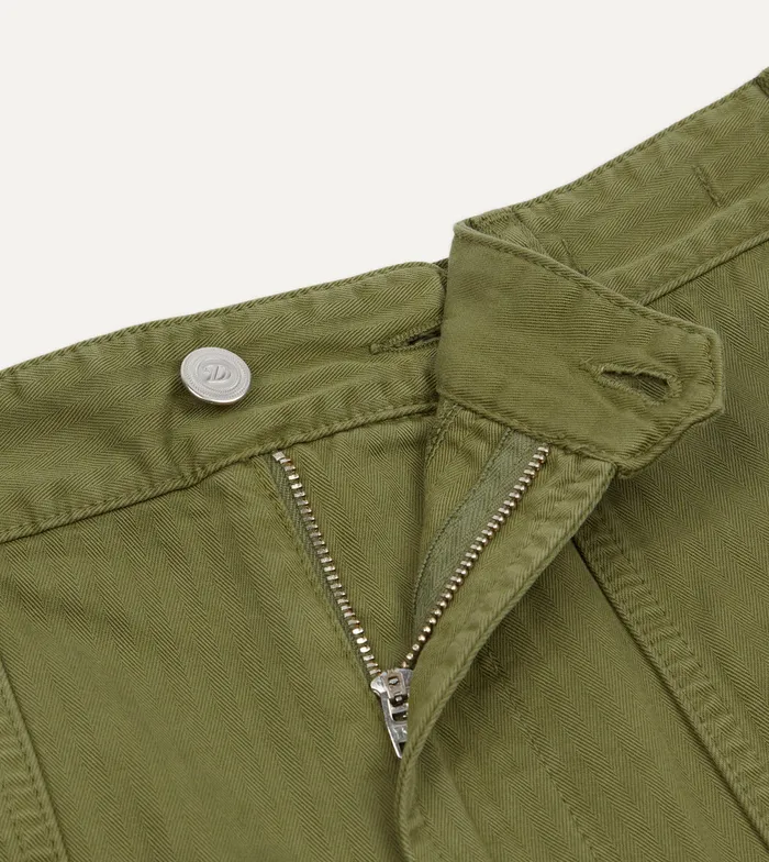 Drake039s Olive Herringbone Cotton Fatigue Shorts Men Shorts