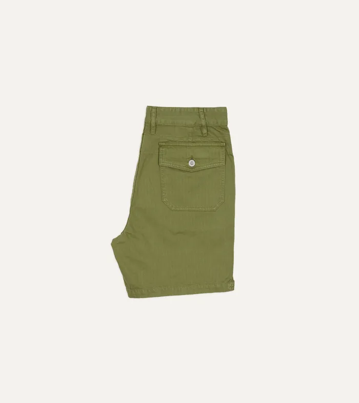 Drake039s Olive Herringbone Cotton Fatigue Shorts Men Shorts