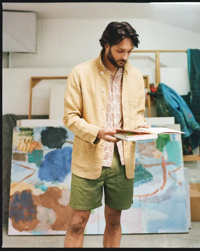 Drake039s Olive Herringbone Cotton Fatigue Shorts Men Shorts