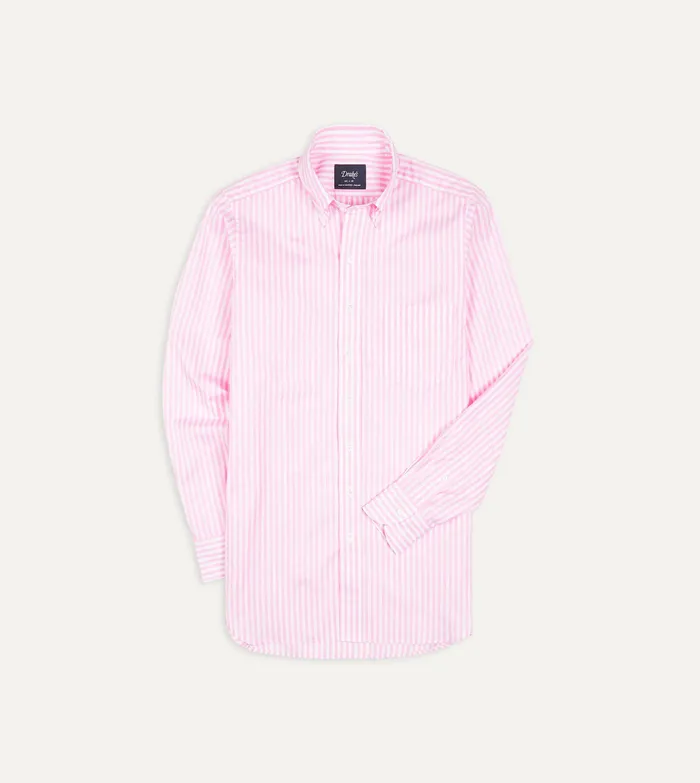 Drake039s Pink Bengal Stripe Cotton Poplin ButtonDown Shirt Men Poplin Shirts