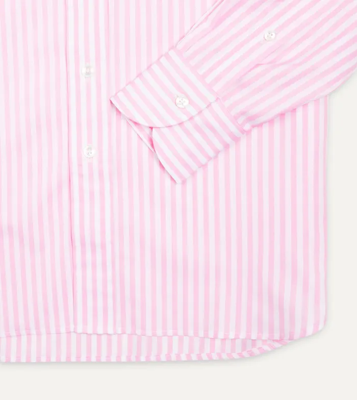 Drake039s Pink Bengal Stripe Cotton Poplin ButtonDown Shirt Men Poplin Shirts