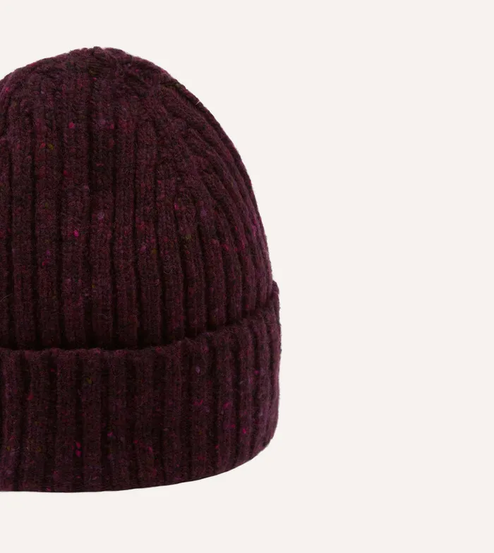 Drake039s Purple Ribbed Merino Donegal Knit Cap Men Hats