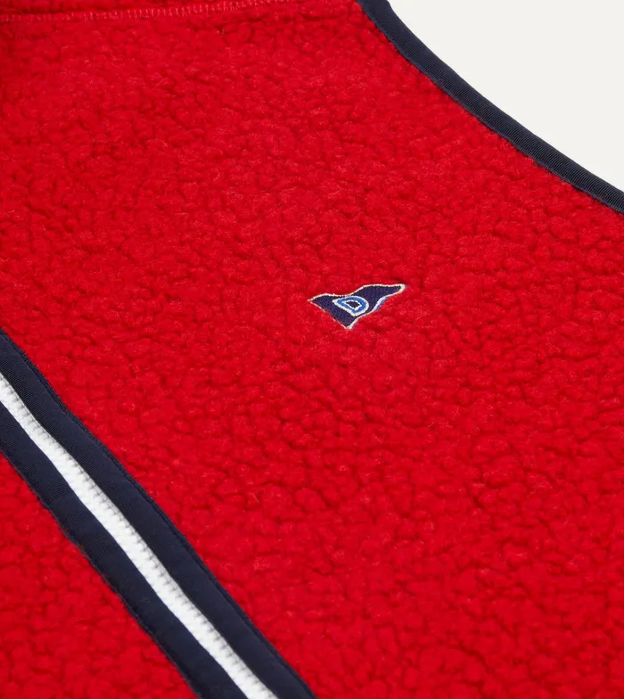 Drake039s Red Boucle Wool Zip Fleece Vest Men Fleeces