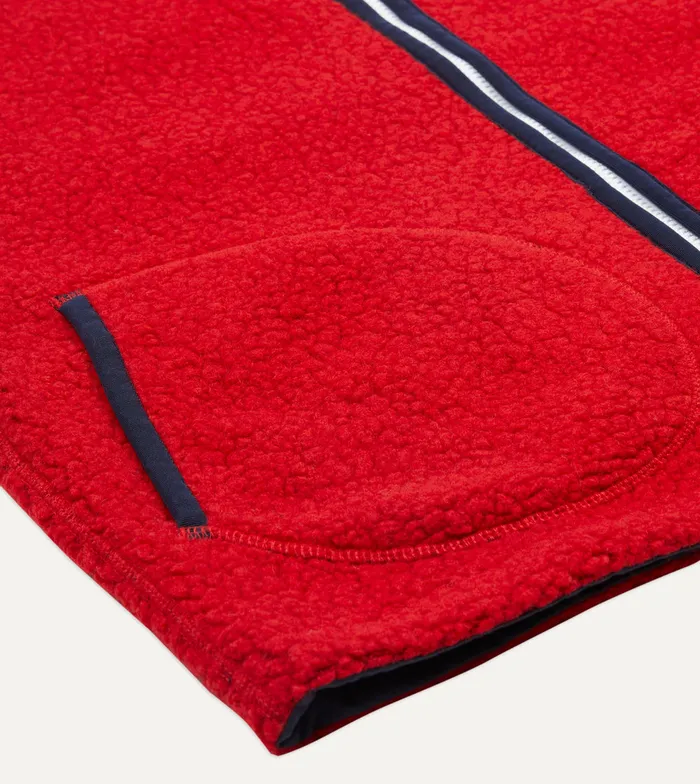 Drake039s Red Boucle Wool Zip Fleece Vest Men Fleeces