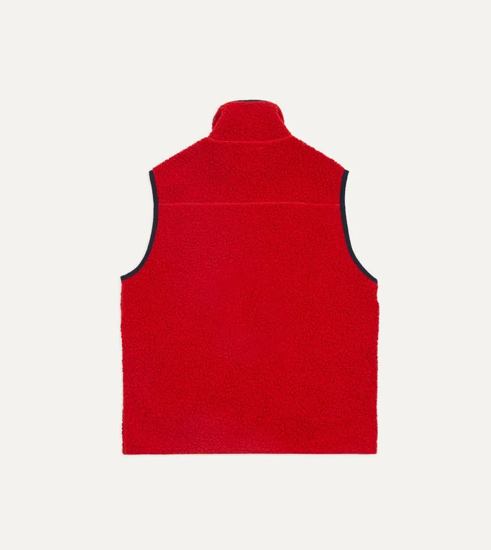Drake039s Red Boucle Wool Zip Fleece Vest Men Fleeces