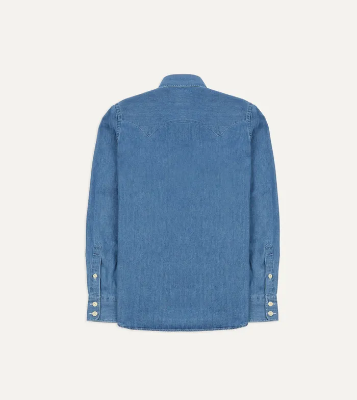 Drake039s Stone Wash Denim TwoPocket Western Shirt Men Denim
