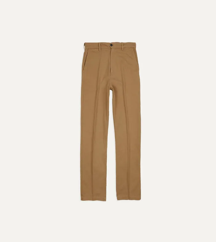Drake039s Tobacco Cotton Flat Front Chino Men Trousers