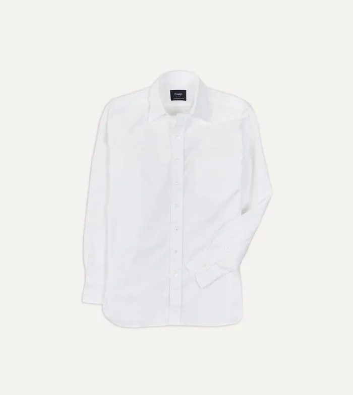 Drake039s White Cotton Oxford Cloth Long Point Collar Shirt Men Formal Shirts