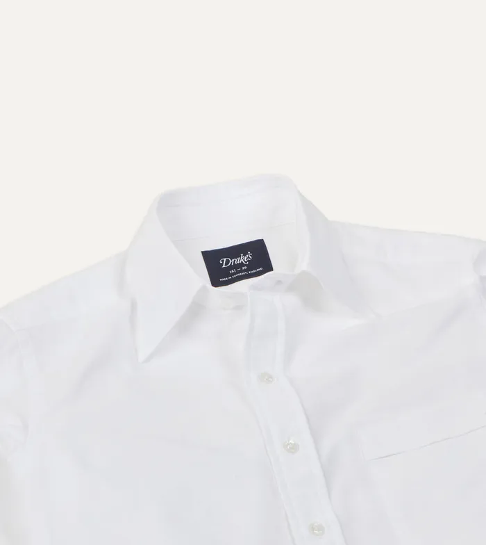 Drake039s White Cotton Oxford Cloth Long Point Collar Shirt Men Formal Shirts
