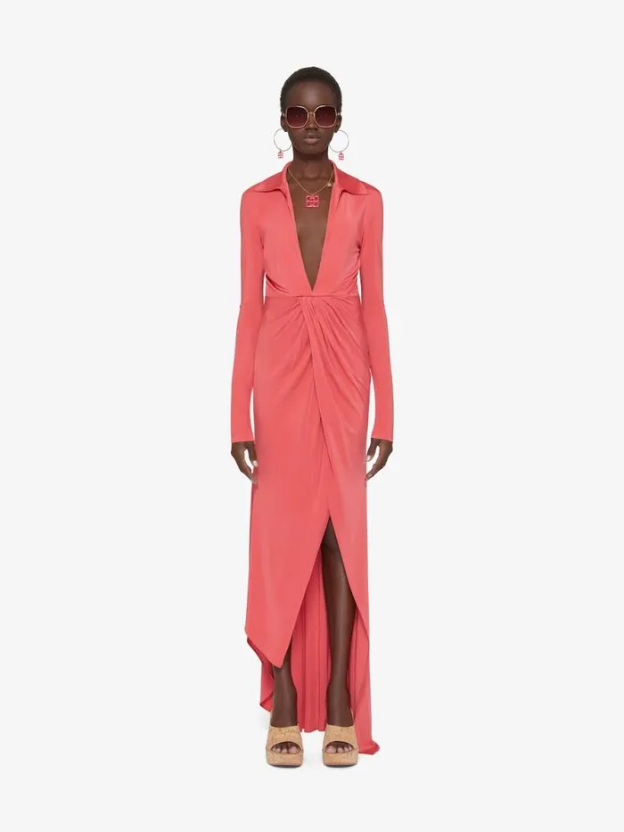 Draped Dress In Jersey Coral Women Givenchy Dresses