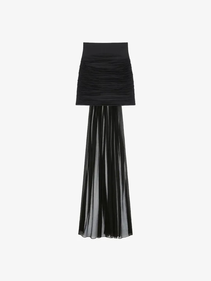 Draped Mini Skirt In Crepe With Silk Train Black Women Givenchy Skirts