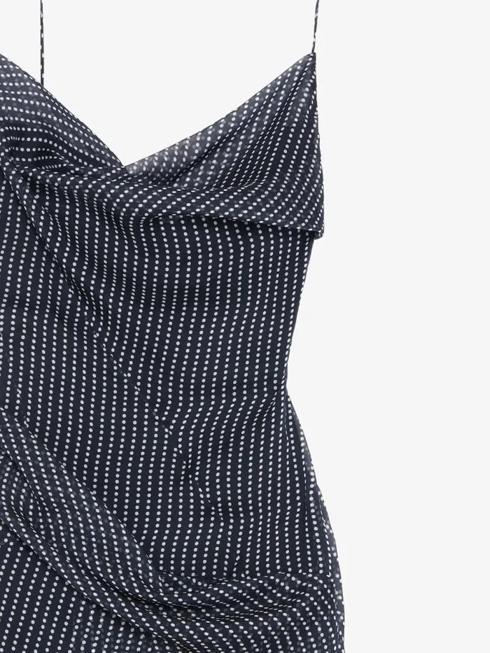 Draped Polka Dots Dress In Silk Chiffon Navywhite Women Givenchy Dresses