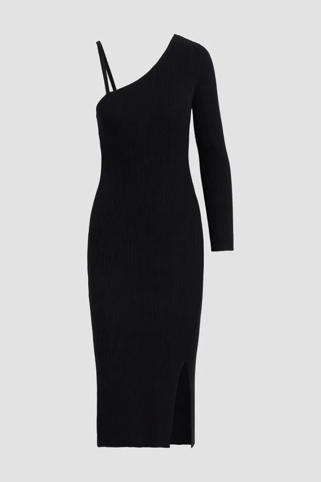Dresses and Jumpsuits Women Hudson Jeans Asymmetrical Long Sleeve Dress Black