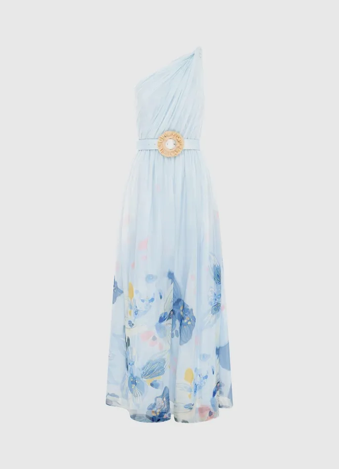 Dresses and Jumpsuits Women LEO LIN Adriana One Shoulder Maxi Dress 8211 Tranquility Print