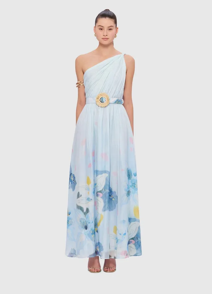 Dresses and Jumpsuits Women LEO LIN Adriana One Shoulder Maxi Dress 8211 Tranquility Print