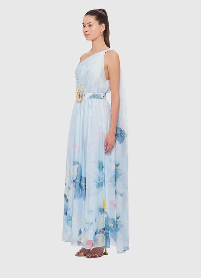 Dresses and Jumpsuits Women LEO LIN Adriana One Shoulder Maxi Dress 8211 Tranquility Print