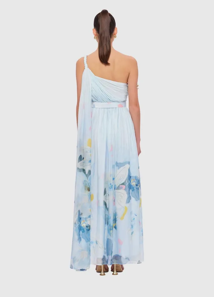 Dresses and Jumpsuits Women LEO LIN Adriana One Shoulder Maxi Dress 8211 Tranquility Print