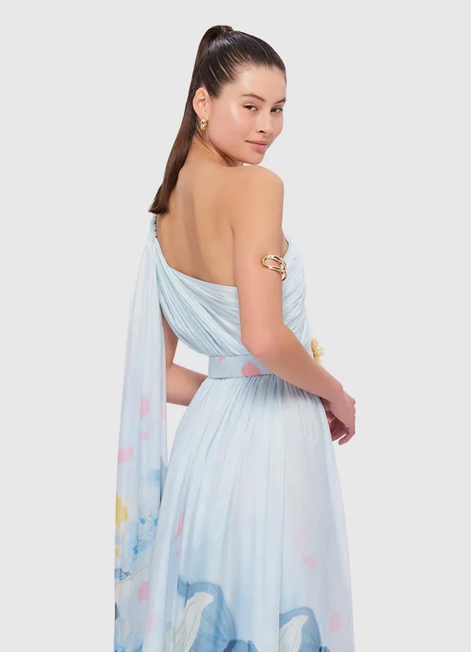 Dresses and Jumpsuits Women LEO LIN Adriana One Shoulder Maxi Dress 8211 Tranquility Print