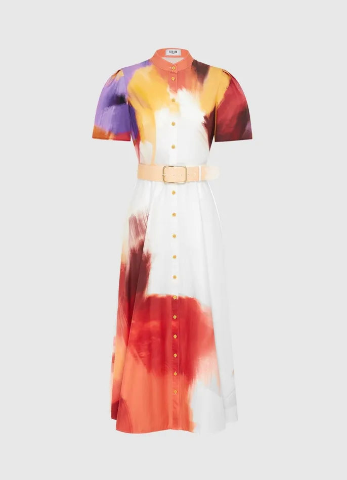 Dresses and Jumpsuits Women LEO LIN Bianca Short Sleeve Midi Dress 8211 Reminiscence Print
