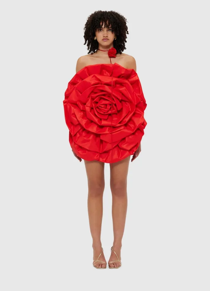 Dresses and Jumpsuits Women LEO LIN Bloom Rose Mini Dress 8211 Scarlet