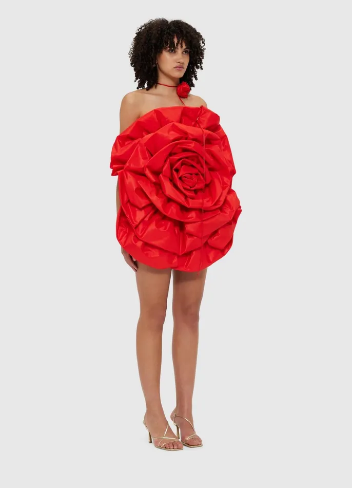Dresses and Jumpsuits Women LEO LIN Bloom Rose Mini Dress 8211 Scarlet