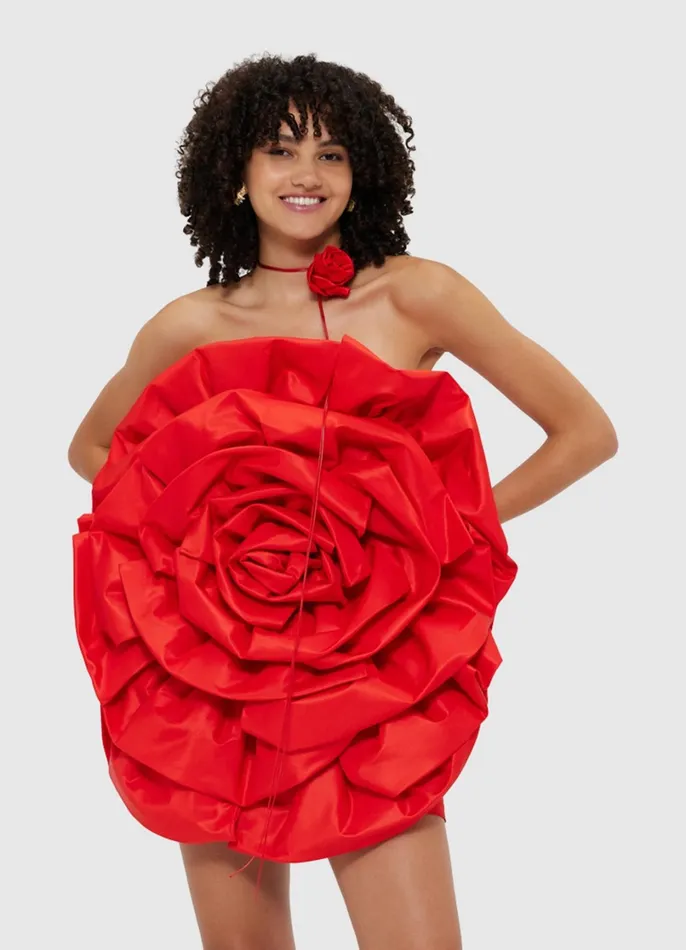 Dresses and Jumpsuits Women LEO LIN Bloom Rose Mini Dress 8211 Scarlet